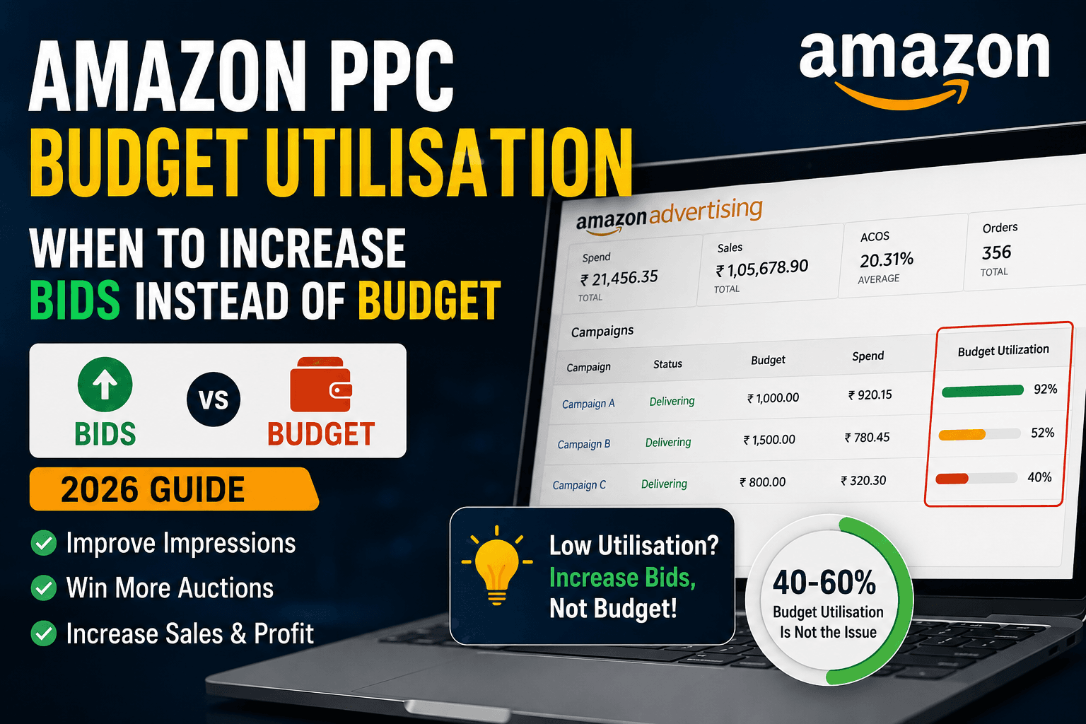 Amazon PPC budget utilisation and bidding strategy 2026